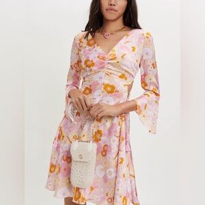 🎀MAJE Flower Power printed satin dress NWOT 8